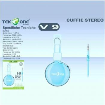 Cuffie Dinamiche Tekone V9 con Microfono Rosa e Azzurro
