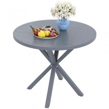 Balcony Dining Table with Steel Frame and Wood Effect