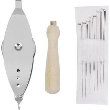 Tatting Shuttle Tool with Wooden Handle & Felting Needles