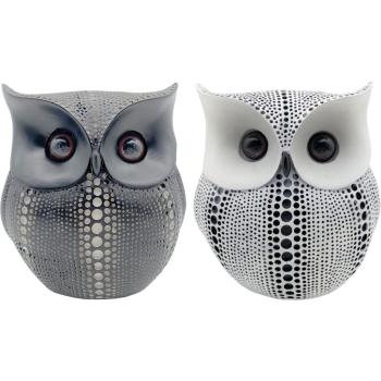Bali Feng Shui Good Luck Owl Set (White/Black)