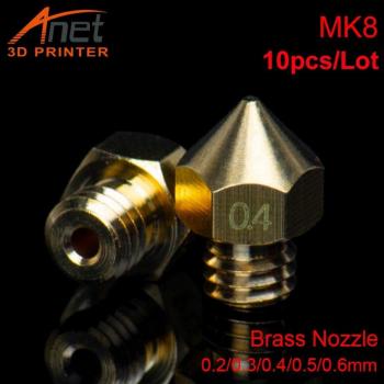 Anet MK8 10pcs Nozzle Kit for 3D Printers - Size Options 0.2/0.3/0.4/0.5/0.6mm