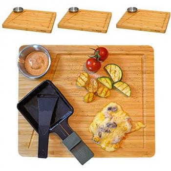 Service à Raclette 4 Personnes - Planche 30x25 et Bol à Dips