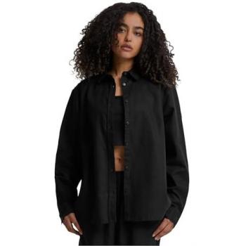 Urban Classics - Ladies Oversized Hemd - Leinen-Mix - Schwarz - L