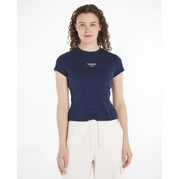 Tommy Jeans Essential Logo Short Sleeve Fitted T-Shirt for Women - Twilight Navy