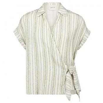 Streifenbluse mit Bindegürtel von Cartoon - Nature/Green