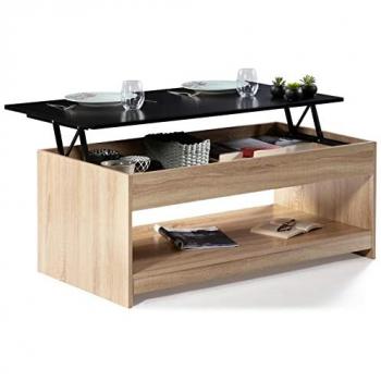 Mesa de centro elevable IDMARKET soa madera haya negro
