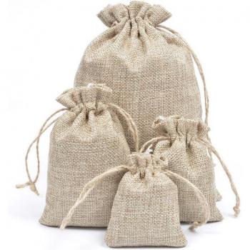 Candy Packaging Natural Linen Burlap Bags - 10pcs