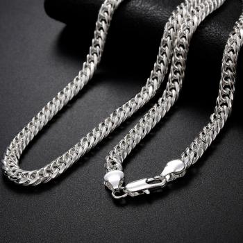 Collier géométrique 6MM en argent 925 pour homme et femme