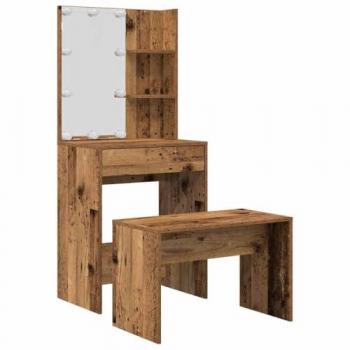Mesa de Tocador LED Contrachapado Vidaxl