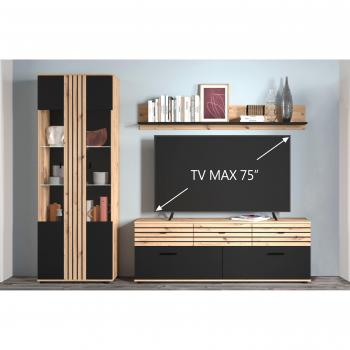 INOSIGN Wohnwand, (Set, 3 St.) ei/sw/la/ei B/H/T: 254,6 cm x 202,5 cm x 38,0 cm