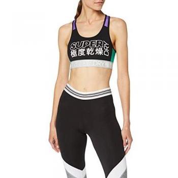 Superdry Super Sport Bra Reggiseno Donna Nera e Viola