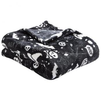 'Boo' Plush Halloween Fleece Throw