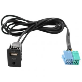 Extensión de radio Aux USB Port Adapter Cable - Negro