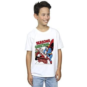 DC Comics Superman Christmas Shirt for Boys (Size 7‑8) – White