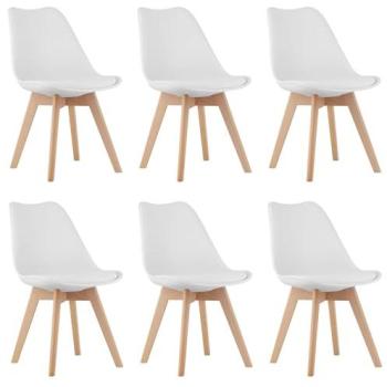 Chaise Moderne Dozza - Ensemble de 6 - Blanc - Coussins en Simili Cuir