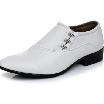 Chaussures de mariage Derby en cuir PU blanc pour hommes
