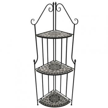 DEGAMO Eckregal SIENA, 3-stufig, 142cm, graues Eisen mit Mosaikdesign