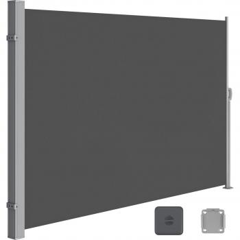 Store latéral rétractable SONGMICS 200 x 300 cm - Protection vie privée et solaire - Gris Anthracite