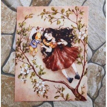 Lovely Girls Printed Cotton Linen Fabric 15*20cm