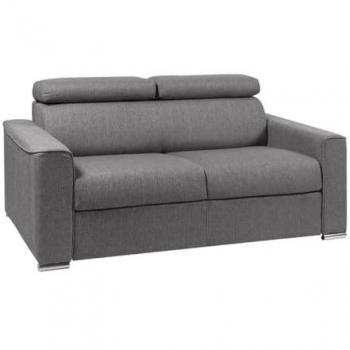 Canapé express 2 places VIZIR en tissu gris - Couchage 120 cm - Matelas 14 cm avec mémoire de forme