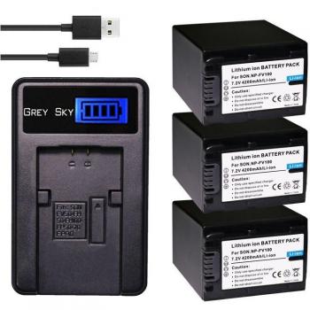 2-Pack NP-FV100 4200mAh Batteries with LCD USB Charger