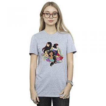 Mulan, Jasmine & Snow White Trio Tee – Women’s Casual Boyfriend Fit (Grey)