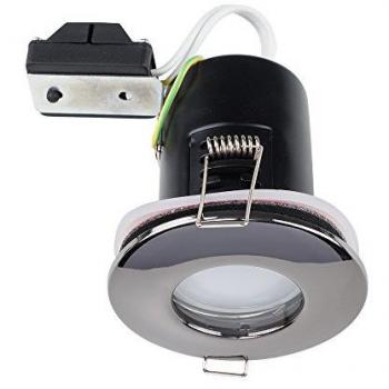 VALUELIGHTS 4 x Fire Rated Bathroom IP65 Domed GU10 Ceiling - Black Chrome