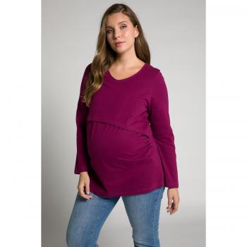 Maglia Bellieva Plus Size in Cotone Eco con Maniche a 3/4 e Drappeggi Elastici, Donna, Rosso, Taglia: 56/58