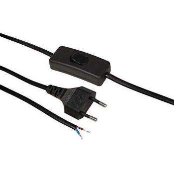 Netzkabel mit Schnurschalter und Eurostecker, 2m, schwarz