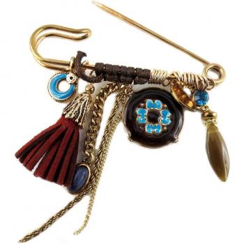 Designer-Brosche „Acapulco“ in Goldbraun