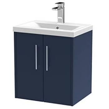 Hudson Reed Juno Wall Hung 2 Door Vanity Unit with 40mm Profile Basin - Midnight Blue - 500mm