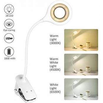 USB‑aufladbare Buchlampe 28 LED – 3‑Stufen Farbtemperatur, 3 Helligkeitseinstellungen