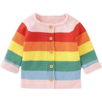 Cárdigan arcoíris otoño-invierno para niños