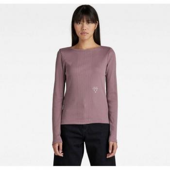 Tricou G‑STAR cu lungime standard, model slim, gât boatneck, nuanță violet pentru doamne
