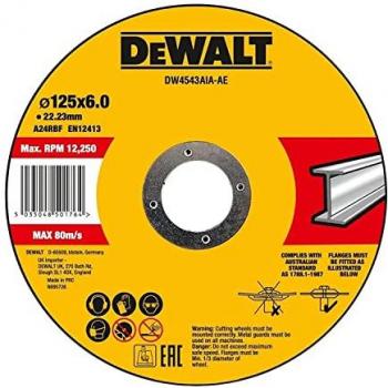 Meule à ébarber DEWALT 125 × 6 × 22,23 mm Métal Type 42 (coudée) DW4543AIA‑AE