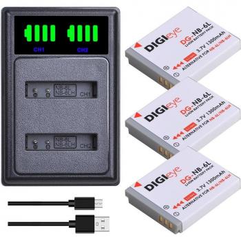 NB-6LH Battery + LED Dual USB Charger for Canon PowerShot SX240 SX275 SX280 SX510 SX500 D30 S90