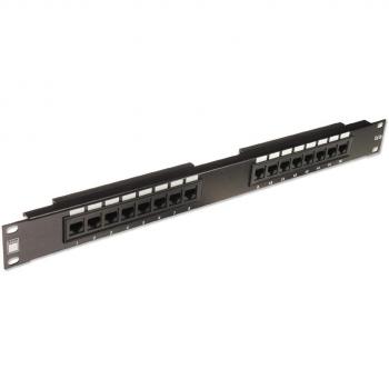 LINDY 1RU 16-Port Unshielded RJ45 Patch Panel for Cat6 Cable, Black