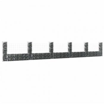 Iron Gabion Basket - U-Shape Design with 6 Posts - 620x20x100 cm