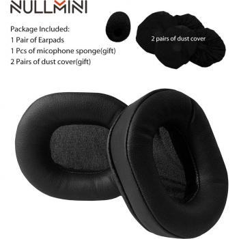 NullMini Replacement Earpads for Redragon H510 Zeus - Thick Leather Velvet Memory Foam Ear Cushions