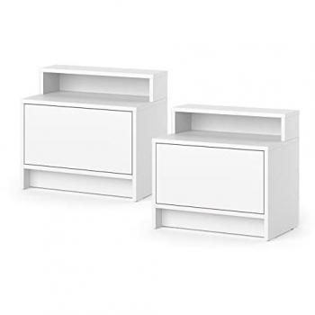 Comodino Naara, Bianco, 50.2 x 46.4 cm, Set di 2