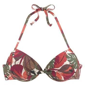 Push-Up-Bikini-Top Lascana Damen Rot Bedruckt Gr. 38 Cup B
