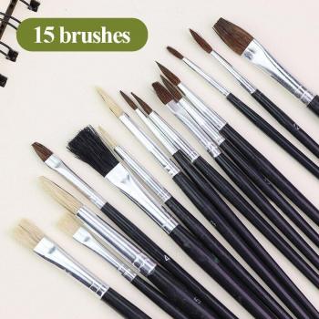Skyists Art Multifunctional 22/30 Holes Canvas Pen Curtain & 15pcs Brushes Insert Pen Roll Up Bag/Case Pencil Storage Bag 1508