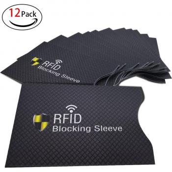 12 manchons de sécurité RFID pour cartes - Prévention vol d'identité - Noir