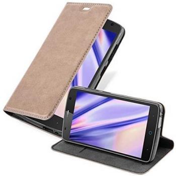 Carcasa Libro ZTE Blade L5 Plus Marrón Café con Tarjetero y Soporte