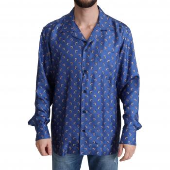 Dolce & Gabbana Beach Chair Print Silk Shirt, Multicolor, Size: L