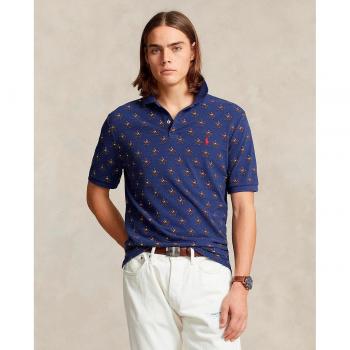 Koszulka polo męska slim fit z wzorem na całej powierzchni
