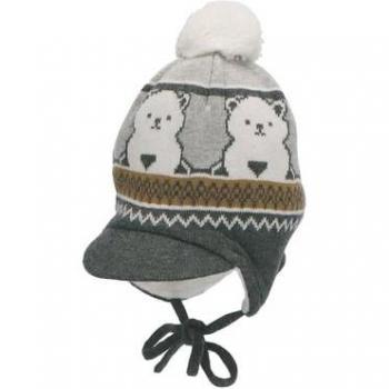 Cappello pompon orso argento melange Sterntaler