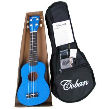 **Coban Soprano Ukulele in 4 Great Colours Slight marks Dark Blue, Purple, Black and Light Blue includes 10mm Padded bag, Strap, Picks and top digi tuner.