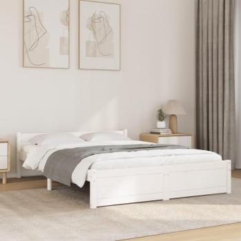 VidaXL 140x200 cm Bed Frame White Solid Wood