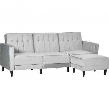 HOMCOM 3-Seater Sofa and Footstool, Corner Sofa Bed with Ottoman